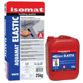 Mortier d'étanchéité bi-composant AQUAMAT-ELASTIC-WHITE-NO-EMICODE-
